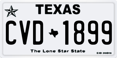 TX license plate CVD1899