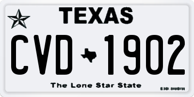 TX license plate CVD1902
