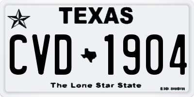 TX license plate CVD1904
