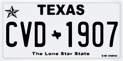 TX license plate CVD1907