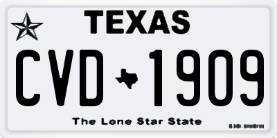 TX license plate CVD1909