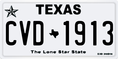 TX license plate CVD1913