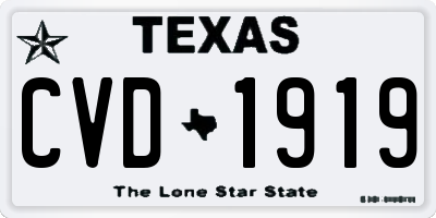 TX license plate CVD1919