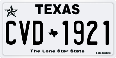 TX license plate CVD1921