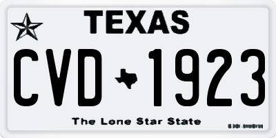 TX license plate CVD1923