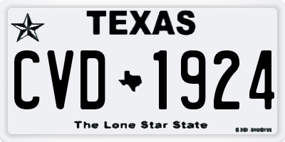 TX license plate CVD1924