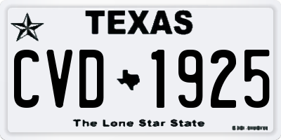 TX license plate CVD1925