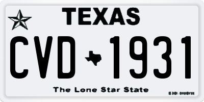 TX license plate CVD1931