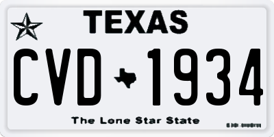 TX license plate CVD1934