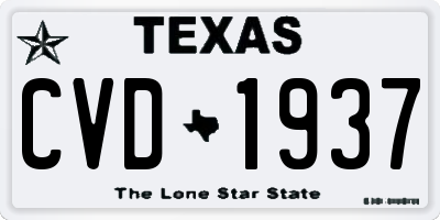 TX license plate CVD1937