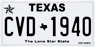 TX license plate CVD1940