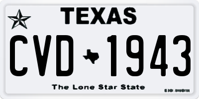 TX license plate CVD1943