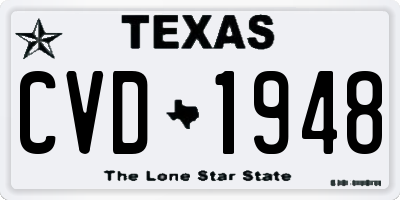 TX license plate CVD1948