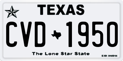 TX license plate CVD1950