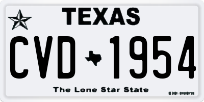 TX license plate CVD1954