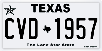 TX license plate CVD1957