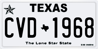 TX license plate CVD1968
