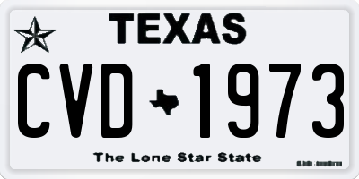 TX license plate CVD1973
