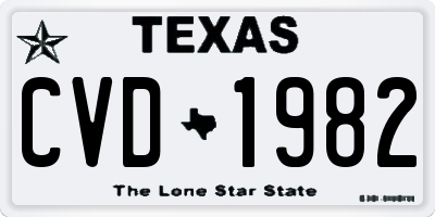 TX license plate CVD1982