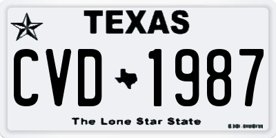 TX license plate CVD1987