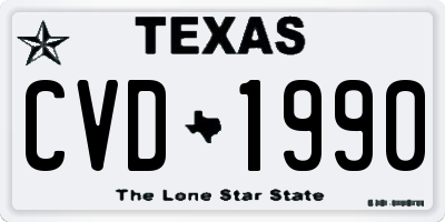 TX license plate CVD1990