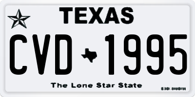 TX license plate CVD1995