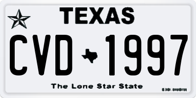 TX license plate CVD1997