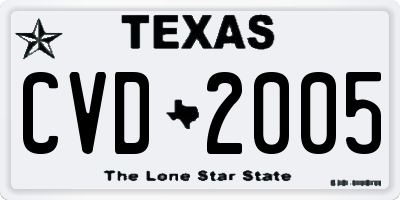 TX license plate CVD2005