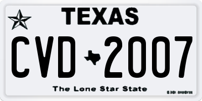 TX license plate CVD2007