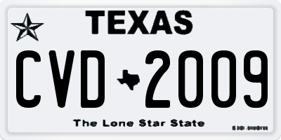 TX license plate CVD2009