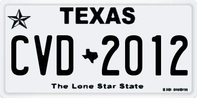 TX license plate CVD2012