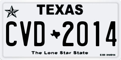 TX license plate CVD2014