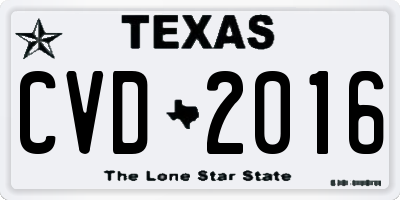TX license plate CVD2016