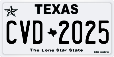 TX license plate CVD2025