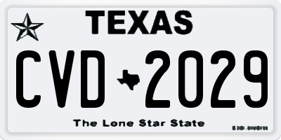 TX license plate CVD2029