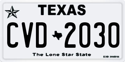 TX license plate CVD2030