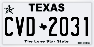 TX license plate CVD2031