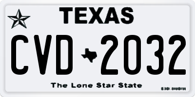 TX license plate CVD2032