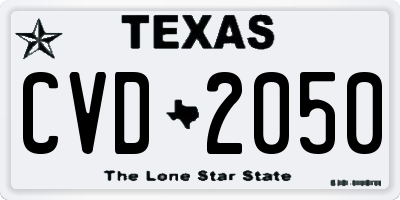 TX license plate CVD2050
