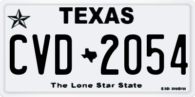 TX license plate CVD2054