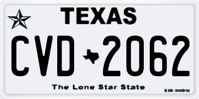 TX license plate CVD2062