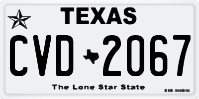 TX license plate CVD2067