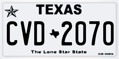 TX license plate CVD2070