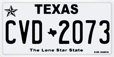 TX license plate CVD2073