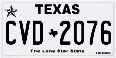 TX license plate CVD2076