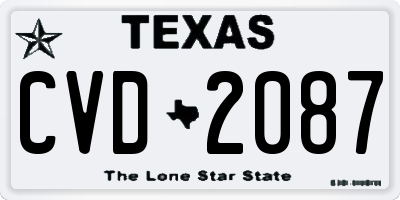 TX license plate CVD2087
