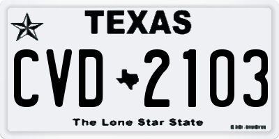 TX license plate CVD2103