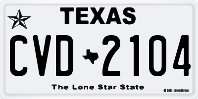 TX license plate CVD2104