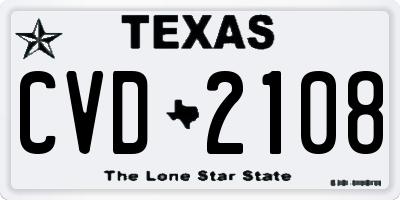 TX license plate CVD2108