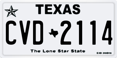 TX license plate CVD2114